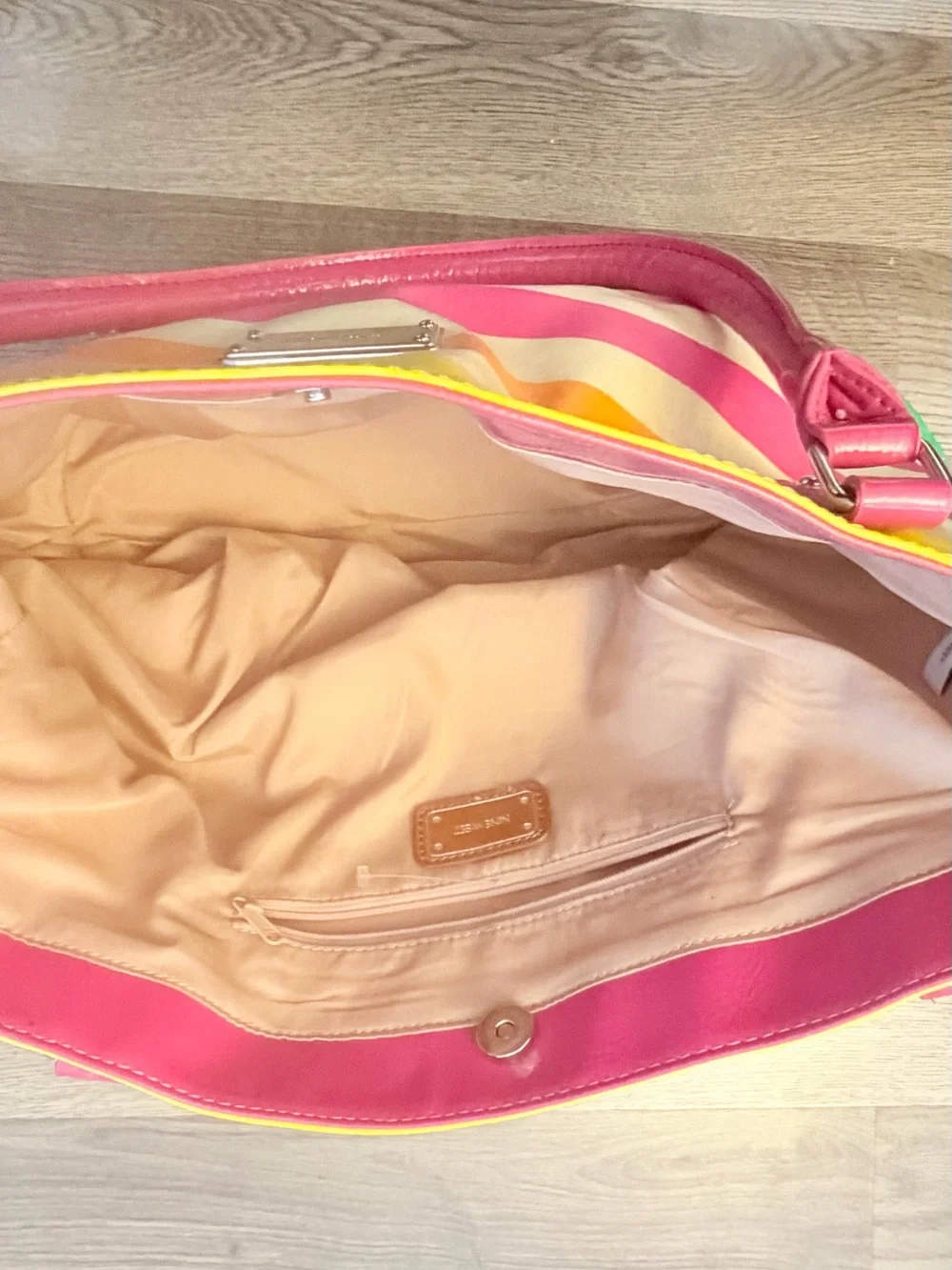 Nine West Pink and Multicolor Striped Tote